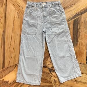 Free People We The Free Piper Pinstripe Wide Leg Cropped Jeans Women's 28